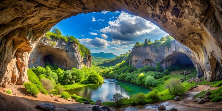 Magnificent view of the Devetaki cave Bulgaria Generative By AI