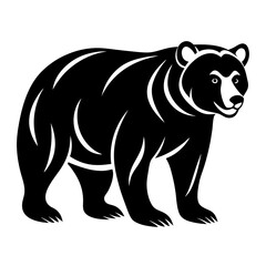 Grizzly Bear Vector Illustration - Cartoon, Clipart, and Line Art Design