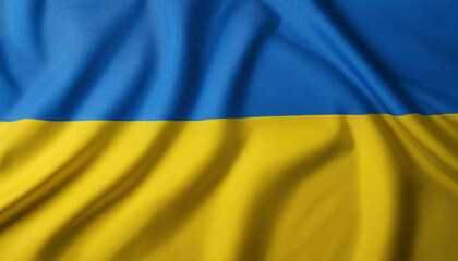 Ukrainian flag background with a flowing fabric texture