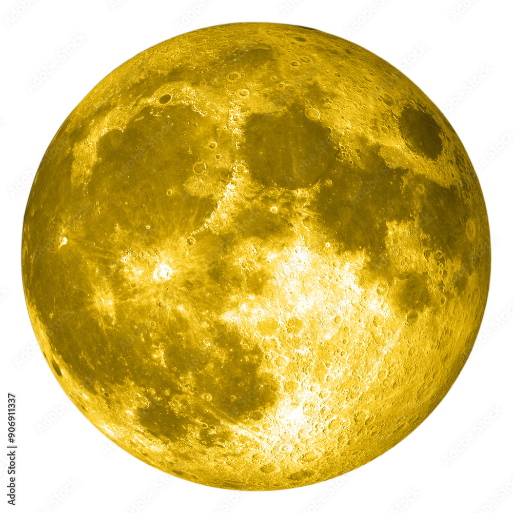 Wall mural full moon yellow or gold color (moon phase) - 