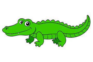 Adorable Vector Line Art Crocodile Illustration - Cute Cartoon Animal Clipart