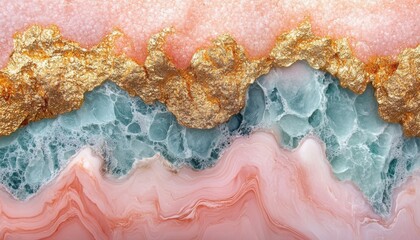 Obraz premium Abstract Pink and Green Marble Texture with Gold Foil.
