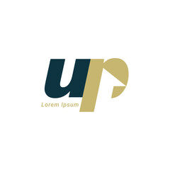 UP Minimalist Logo Design,  Letter UP, UP Black Color Abstract letter icon, UP logo. U P symbol.