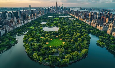 Fototapeta premium The aerial view of New York's Manhattan is breathtaking.