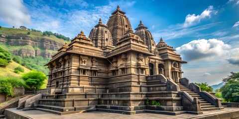 Low angle view of a temple Bhimashankar Temple Pune Maharashtra India AI-Created Content