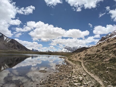 Breathtaking Views of Shimshal Pass in the Pamir Mountains. Shimshal Valley is a remote and breathtakingly beautiful area known for its high-altitude landscapes, rugged mountains, and more.