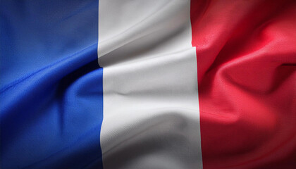 Obraz premium French flag background with fluttering fabric texture