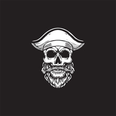 Classic Pirates Skull with Vintage for Boat Ship Sailor Nautical Navy Vintage Retro emblem logo design