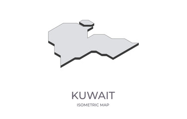 Map of the Kuwait in simple isometric form. Illustration of isometric map of the country.