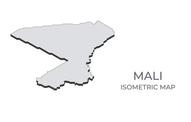 Map of the Mali in simple isometric form. Illustration of isometric map of the country.