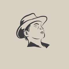 person with hat silhouette vector illustration 