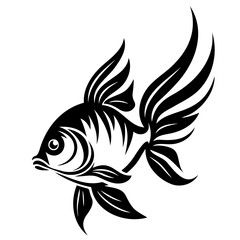 Ornate Black and White Goldfish Illustration