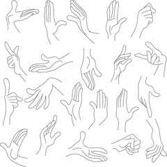 Cartoon human hands, Hands poses gestures, human palms and wrist vector set