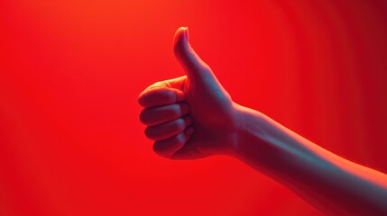 A Hand Giving a Thumbs Up Against a Red Background