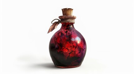 A potion bottle with label, alchemy element, digital art, bold colors, isolated on white background