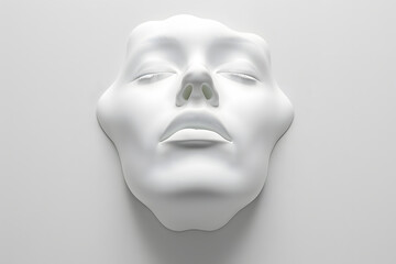 3d white sculpture of woman face with closed eyes isolated on a simple background