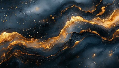 Abstract Blue and Gold Marble Texture.
