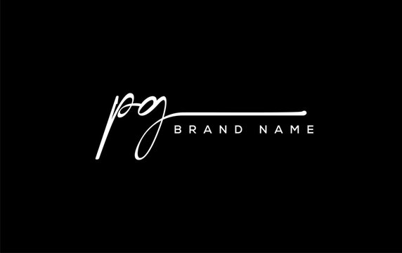 PG letter beauty handwriting vector logo.