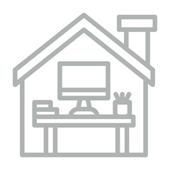 Work From Home Vector Line Grey Icon Design