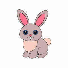 Adorable Rabbit Vector Illustration - Cartoon, Clipart, and Line Art Design