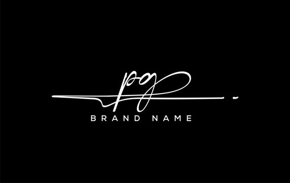 PG letter beauty handwriting vector logo.