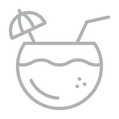 Coconut Drink Vector Line Grey Icon Design