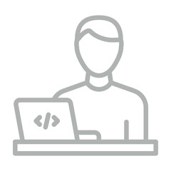 Digital Nomad Vector Line Grey Icon Design