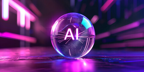 Technisches Hintergrundbild mit einer Kugel und AI Buchstaben