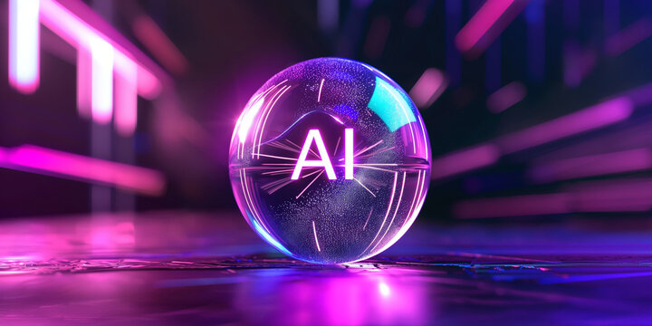 Technisches Hintergrundbild mit einer Kugel und AI Buchstaben