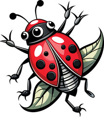 Fototapeta premium Ladybug illustration. Vector Isolated Green color