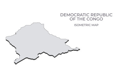 Fototapeta premium Map of the Democratic Republic of the Congo in simple isometric form. Illustration of isometric map of the country.