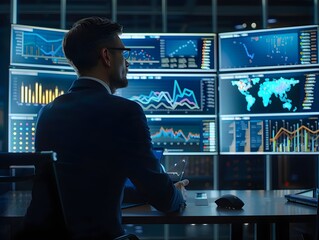 Business Leader Facilitating High Tech Video Conference in Corporate Office Environment