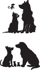 Dog and Cat black and white background