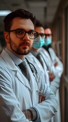 Obraz premium Healthcare Professionals Team Focus Collaboration Patient Care Expertise. AI Generated