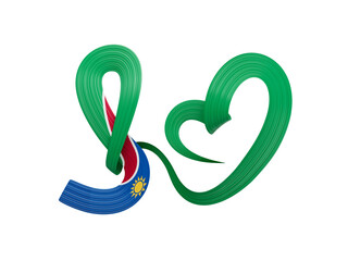 Namibia flag heart shape, 3d illustration
