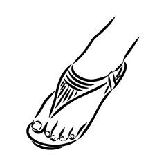 strap sandal outline drawing vector, strap sandal in a sketch style,
