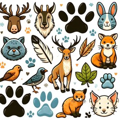 Fototapeta premium Cartoon Animal Paw Print Pattern