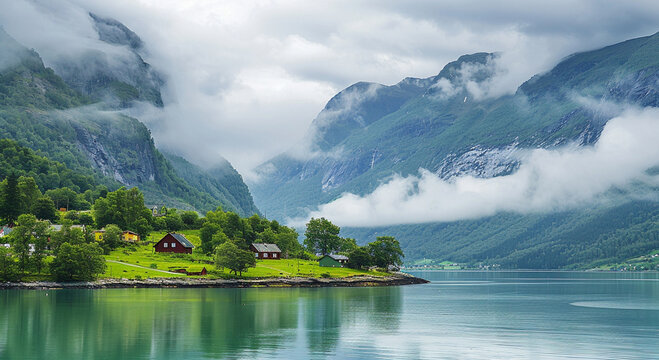 Scenery from Nordfjord (Northern Fjord), Fjordane county, Norway, Scandinavia, Europe