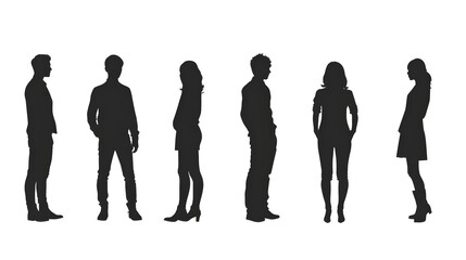 Silhouettes Diverse People Standing Together Urban Style Fashion Expression. AI Generated