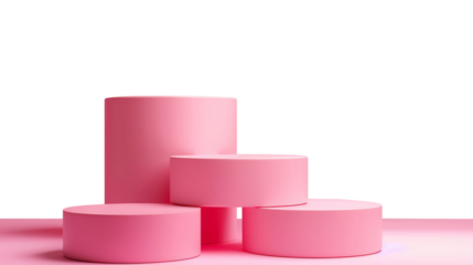 Pastel pink product podium stage for product display, presentation and branding isolated on transparent background, png, cutout.