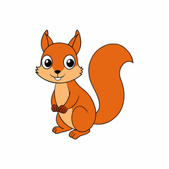 Charming Squirrel Vector Illustration - Cartoon Clipart and Line Art Design