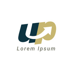 UP Minimalist Logo Design,  Letter UP, UP Black Color Abstract letter icon, UP logo. U P symbol.
