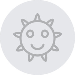 emoji sun flower Vector Line Grey Circle Grey
