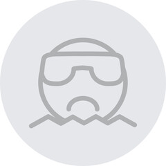 emoji swimming Vector Line Grey Circle Grey