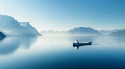 A large ship is sailing on a calm blue sea