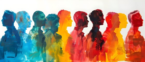 Dynamic Colorful Silhouettes Art Expression Capturing Diversity Identity Emotion. AI Generated
