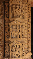India, Madhya Pradesh, Morena, Beautiful Carvings of Hindu Deities on the Survaya ki Garhi Temple, 