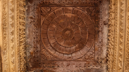 India, Madhya Pradesh, Morena, Beautiful Carvings of Hindu Deities on the Survaya ki Garhi Temple, 