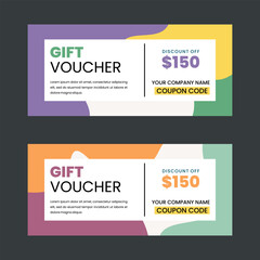 Colorful gift voucher horizontal banners
