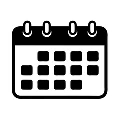 Black silhouette month date time event reminder calendar icon and vector illustration